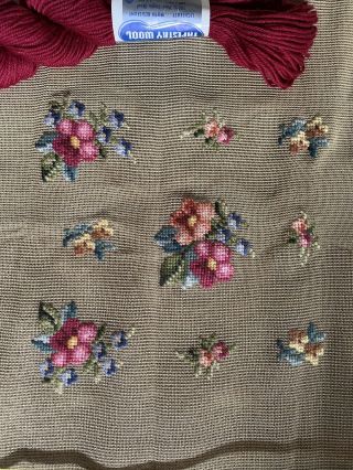 Vintage Bucilla Needlepoint NWT Canvas Floral Preworked Chair Cover 20X20 
