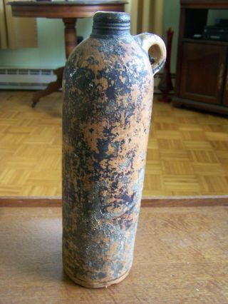Antique Stoneware Beer/water Bottle With Handle - Marked Frankfort