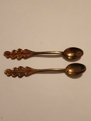 Vintage Antique Russian Gilt Sterling Silver Small Spoons 875 Hallmark