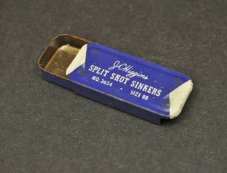 Vintage Jc Higgins Sears Roebuck Split Shot Sinkers Tin Box Case No 3654 Size Bb