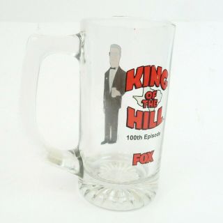 Rare King Of The Hill 100th Episode Glass Beer Mug,  Hank Hill In Tuxedo Stein