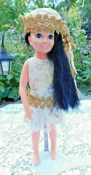 Vintage 1973 Ideal Tressy Growing Hair Doll In Flapper Dress Hair Messy