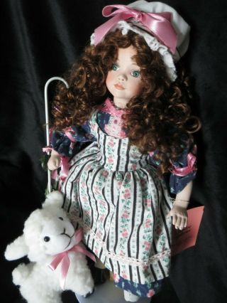 Vintage Paradise Galleries " Mary Had A Little Lamb " Musical Porcelain Doll.  15 "