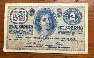 Austria - Hungary Empire 1914 / 2 Zwei Kronen,  Ket Korona Rare