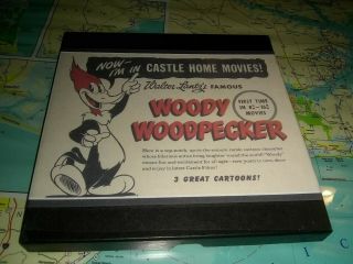 8mm Film Woody Woodpecker Castle Films Triple Feature Rare 400ft Reel 2