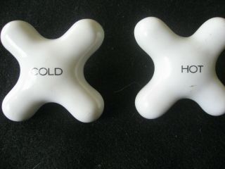 Antique Porcelain Handles For Hot And Cold Facets