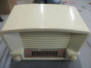 Antique Vintage Tube Radio Tabletop Bakelite White General Electric 114w