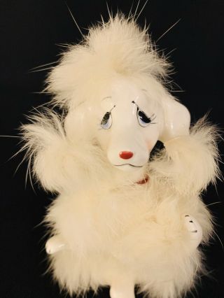 RARE Vintage Vcagco Furry Dog Poodle Figurine 6” 2