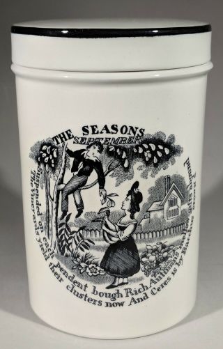 Rare John Lockett J.  L.  Ironstone Ceramic Jar Canister Burslem England Seasons
