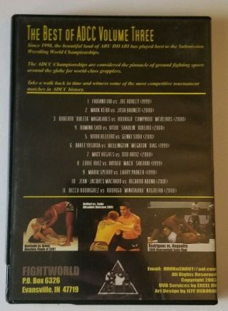 The best of ADCC Volume Three DVD Tito Oritz Josh Barnett MMA,  Rare 2