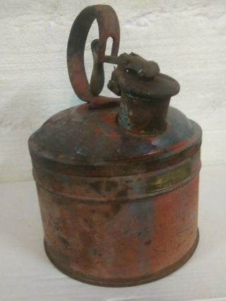 Vintage Protectoseal Co Chicago Metal Gas Can 2 Gallon Bronze Handle Rare