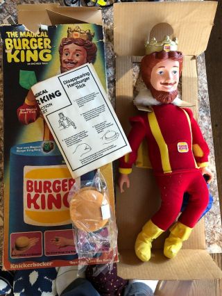 The Magical Burger King 20 " Doll W/accessories Knickerbocker 1980 Rare