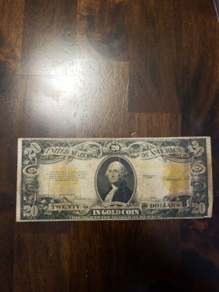 Rare Old 1922 Large Size $20 Twenty Dollar Gold Certificate Us Treasury Note