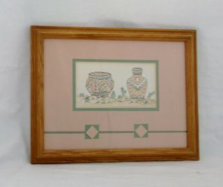 Rare Southwestern American Pottery Watercolor - Signed/matted/frame - Limited 30/500