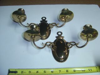 Vintage Double Arm Brass Wall Sconces Candle Holders