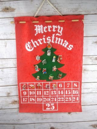 Rare Vintage Eagle Felt Christmas Advent Calendar Holiday Decor W/box Mk12
