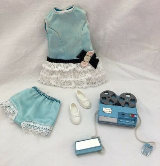 Vintage Ideal Pepper Dodi Doll Outfit Party Time Dress Panty Shoes Tape Recorder