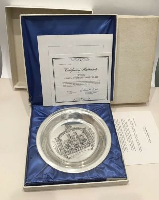 Rare The Franklin Solid Sterling Silver Plate Florida State University 1975