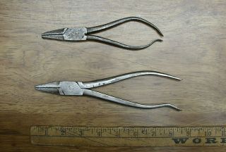 Old Tools,  2 Unbranded Antique Duck Bill Pliers,  6 - 3/4 " & 8 - 1/4 ",  Warriors