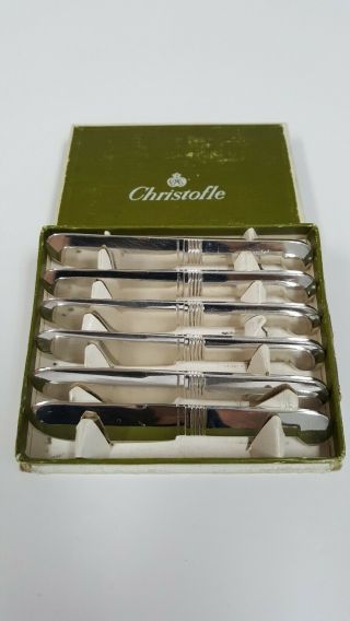 Vintage 6 Pc Christofle Silver Plate 3 - 7/8 " Short Butter Spreader Knife Set