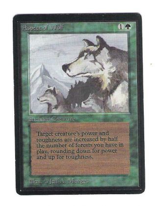 Mtg Magic The Gathering Green Rare Beta Aspect Of Wolf X1 Out Of Print