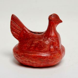 Vintage Possibly Antique Staffordshire Clay Hen On Nest Coin Bank