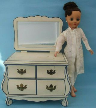 Large 17 " Tall Vintage Wood Doll Dresser W/mirror Or Jewelry Box Made In Japan
