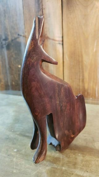 Rare Ironwood Hand Carved Howling Wolf Coyote Sculpture Mexico Olneya Tesoto
