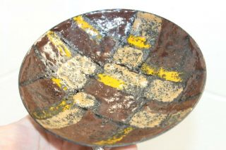 Vintage Vallenti Italy Brown/Yellow Enamel Bowl Tray Plate Ashtray Dish 6 3/8 