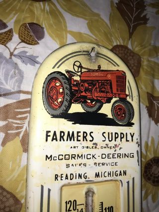 Rare Farmers Supply Ih International Farmall Thermometer Sign Reading Michigan