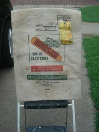 Very Rare Dekalb Seed Corn Sack Illinois Bag Cloth Farm Feed Winged Ear