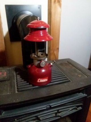 Vintage 1962 Red Coleman Gas Lantern No Globe Or Handle Has Never Been Lit.
