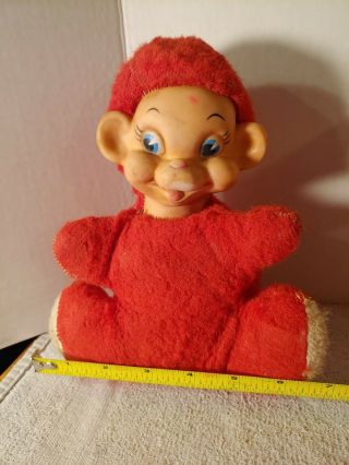Vintage Rushton Rubber Face Doll Big Ears Red Imp 1950s Kitschy 8 