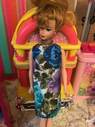 Vintage Barbie Doll Clone Lined Floral Dress Found W/ Vint 60 