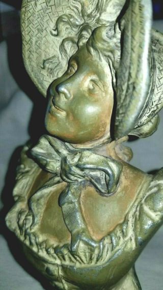 Antique Bronze Woman Bust On Marble Base Very Old