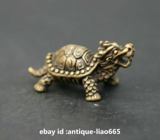 1.  6 " Small Curio China Bronze Animal Dragon Turtle Auspicious Beast Wealth Statue