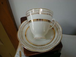 Crownford Fine Bone China Tea,  FOOTED CUP & SAUCER - Gold Leaf,  Made in England 3