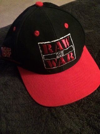 Vintage Wwf Raw Is War Snapback Hat Wwe Wcw Nwo Rare Men’s Size