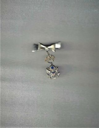 Rare Wwii Sterling Us Army Triple Hung Sweetheart Pin Bow Suspension