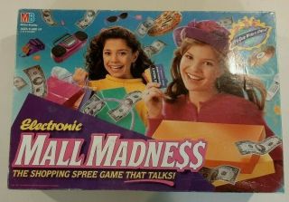 Rare 1996 Electronic Mall Madness Mb Board Game 100 Complete - Cond
