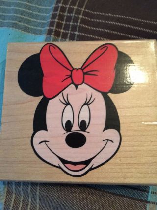 Disney Minnie Mouse Rare Rubber Stamp Wood Mounted Extra Large Size Collectible