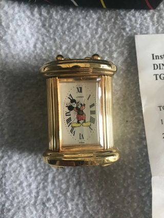 Rare,  Vintage Disney MICKEY MOUSE Miniature Brass Clock 2