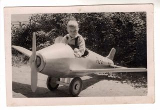 1) Boy & Pedal Car / Aeroplane,  Photo 1950 - S Vintage Antique Old