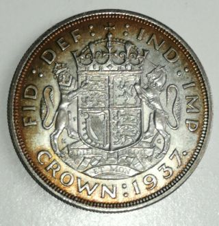 Rare Key Date 1937 Britain Silver Coronation Crown George Vi Very Good - No Res