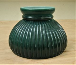 Vintage Green Ribbed Enameled Glass Student Lamp Shade - Rare 6 Inch Fitter