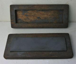 Antique Vintage Sharpening Stone 7 " X 2 " 5/8 " In Wood Crate Box