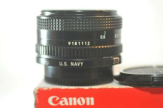 Canon Fd 50mm F/1.  8 Us Navy Prime Lens Rare For A1 Ae - 1 P T90 F - 1n At - 1 T - 60