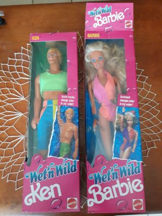 Vintage Barbie Wet N Wild 1980s 1990s Open Box And Ken In 1989