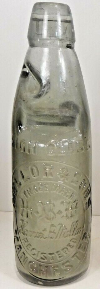 Antique Agua Codd Soda Bottle W/ Marble - Mellor & Sons Manchester