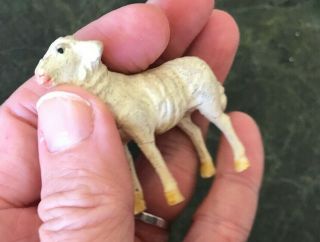 Rare Vtg Antique Miniature Putz Farm Doll House Matchstick Sheep Lamb German Vtg